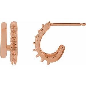 14K Rose Gold Accented Stacked Right 11.7 mm Double J-Hoop Earring Mounting