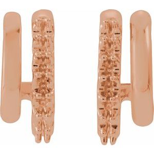 14K Rose Gold Accented Stacked Right 11.7 mm Double J-Hoop Earring Mounting – image 2