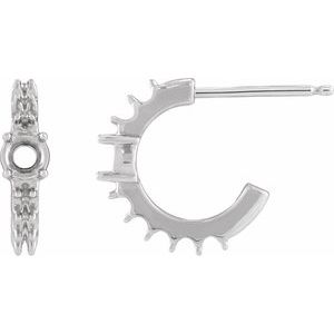 14K White Gold 3 mm Round Accented 12 mm Hoop Earring Mounting