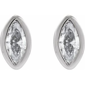 14K White Gold .02 CT Natural Diamond Press Fit Back Stud Earring – image 2