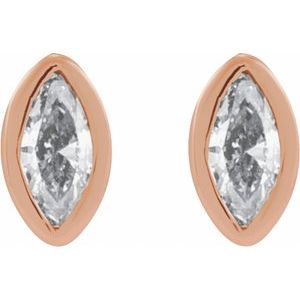 14K Rose Gold .02 CT Natural Diamond Press Fit Back Stud Earring