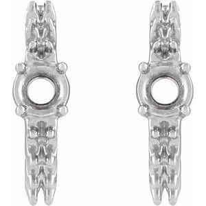 14K White Gold 3 mm Round Accented 12 mm Hoop Earring Mounting – image 2