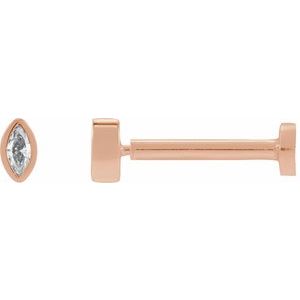 14K Rose Gold .02 CT Natural Diamond Press Fit Back Stud Earring