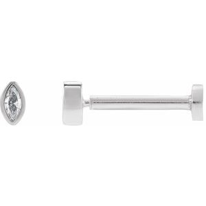 14K White Gold .02 CT Natural Diamond Press Fit Back Stud Earring