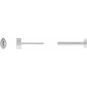 14K White Gold .02 CT Natural Diamond Press Fit Back Stud Earring – image 3