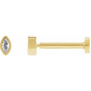 14K Yellow Gold .02 CT Natural Diamond Press Fit Back Stud Earring