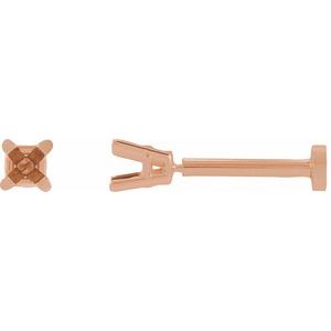 14K Rose Gold 2 mm Square 4-Prong Lightweight Earring Mounting