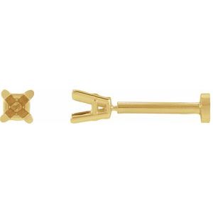 14K Yellow Gold 2 mm Square 4-Prong Lightweight Earring Mounting
