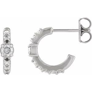 Sterling Silver 3/8 CTW Natural Diamond 12 mm Hoop Earrings