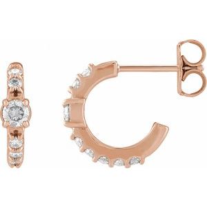 14K Rose Gold 3/8 CTW Natural Diamond 12 mm Hoop Earrings