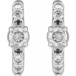 Platinum 3/8 CTW Natural Diamond 12 mm Hoop Earrings – image 2