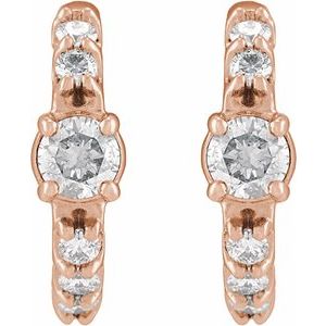14K Rose Gold 3/8 CTW Natural Diamond 12 mm Hoop Earrings – image 2