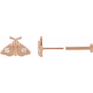 14K Rose Gold .03 CTW Natural Diamond Moth Earring – image 2