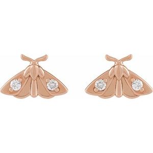 14K Rose Gold .03 CTW Natural Diamond Moth Earring