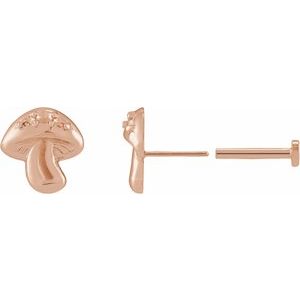 14K Rose Gold 1.5 mm Round Accented Mushroom Earring Mounting – image 2