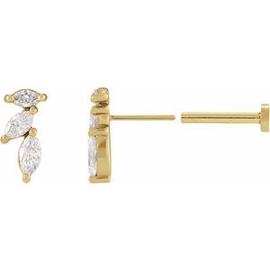 14K Yellow Gold 1/6 CTW Natural Diamond Nature-Inspired Left Earring