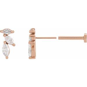 14K Rose Gold 1/6 CTW Natural Diamond Nature-Inspired Right Earring