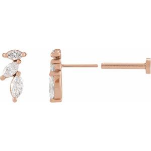 14K Rose Gold 1/6 CTW Natural Diamond Nature-Inspired Left Earring