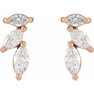 14K Rose Gold 1/6 CTW Natural Diamond Nature-Inspired Right Earring