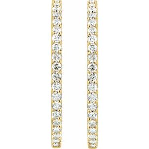 14K Yellow Gold 5 CTW Natural Diamond Inside-Outside 41.5 mm Hinged Hoop Earrings – image 2