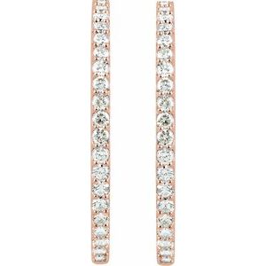 14K Rose Gold 5 CTW Natural Diamond Inside-Outside 41.5 mm Hinged Hoop Earrings – image 2