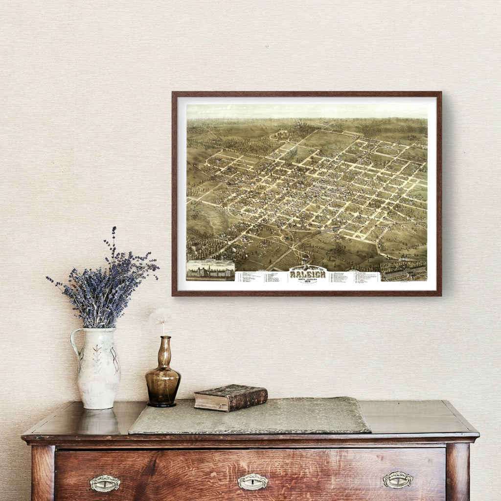Vintage Map of Raleigh, North Carolina 1872