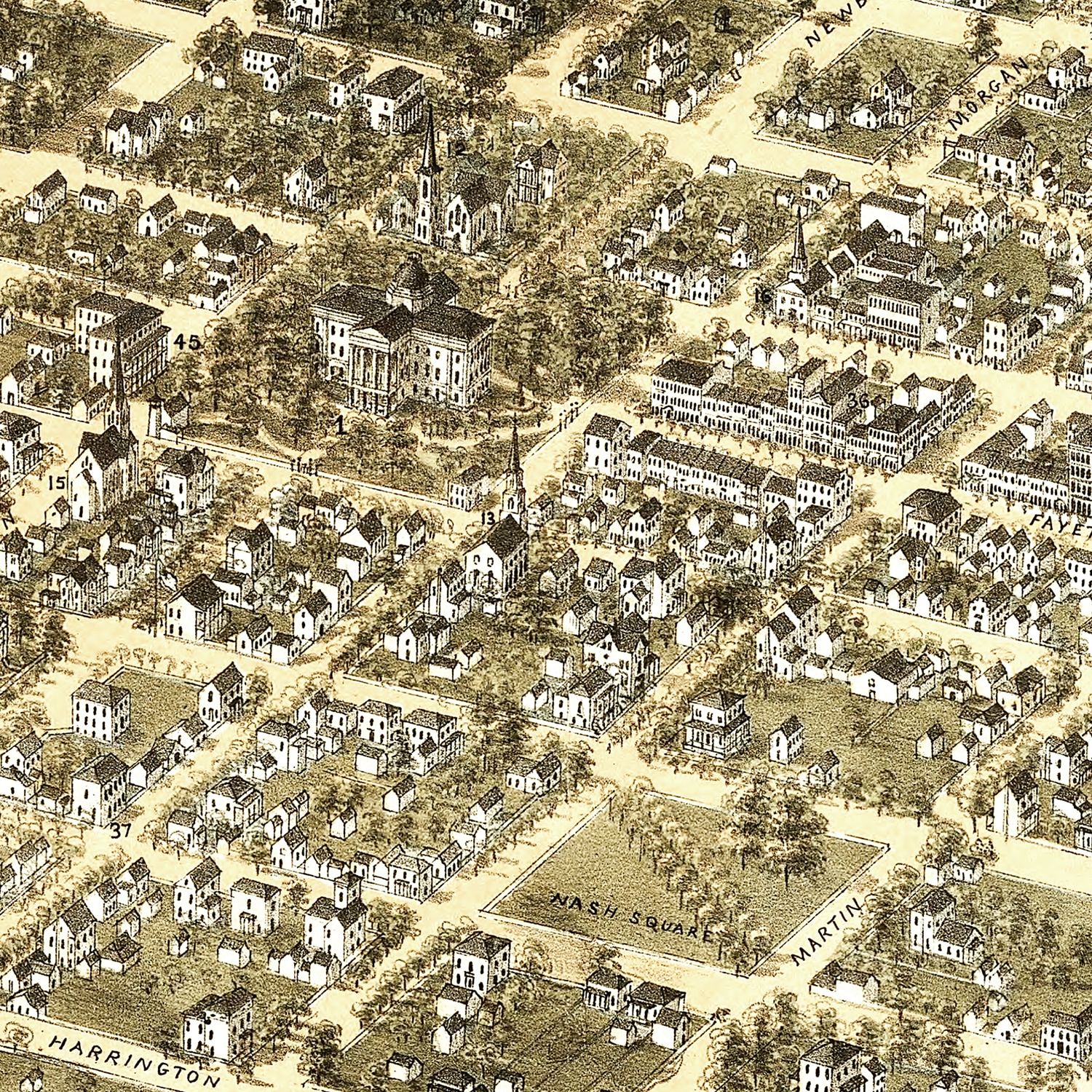 Vintage Map of Raleigh, North Carolina 1872