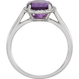 14K White Gold Natural Amethyst & .05 CTW Natural Diamond Ring