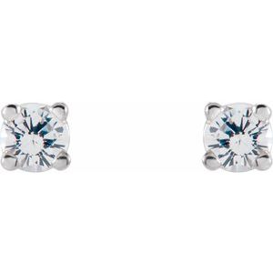 14K White Gold 2.5 mm Natural White Sapphire Earrings – image 2