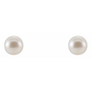 14K White Gold Cultured White Freshwater Pearl Earrings – image 2