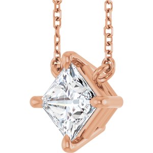 14K Rose Gold 1/2 CTW Natural Diamond Solitaire 18" Necklace