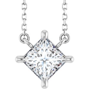 Sterling Silver 1/2 CTW Natural Diamond Solitaire 18" Necklace