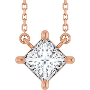 14K Rose Gold 1/2 CTW Natural Diamond Solitaire 18" Necklace