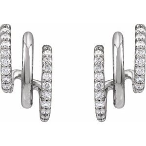 Sterling Silver 1/3 CTW Lab-Grown Diamond Stacked 15.2 mm Triple J-Hoop Earrings – image 2