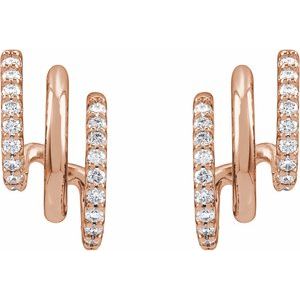 14K Rose Gold 1/3 CTW Lab-Grown Diamond Stacked 15.2 mm Triple J-Hoop Earrings – image 2