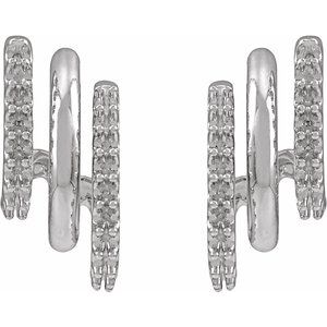 Platinum Accented 15.2 mm Left Stacked Triple J-Hoop Earring Mounting – image 2