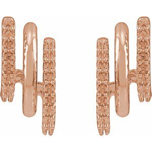 14K Rose Gold Accented 15.2 mm Right Stacked Triple J-Hoop Earring Mounting – image 2