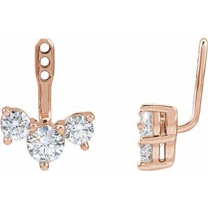 14K Rose Gold 1 CTW Lab-Grown Diamond Earring Jackets
