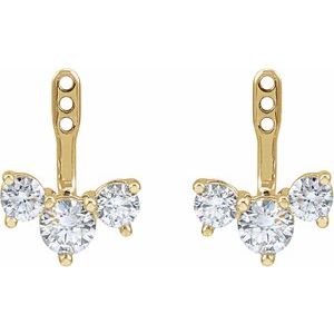 14K Yellow Gold 1 CTW Natural Diamond Earring Jackets – image 2