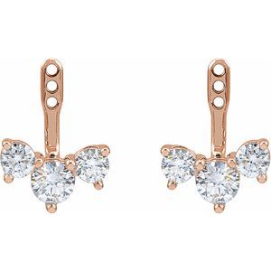 14K Rose Gold 1 9/10 CTW Natural Diamond Earring Jackets – image 2