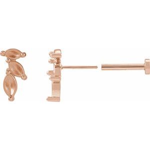 14K Rose Gold Marquise Accented Left Nature Earring Mounting – image 2