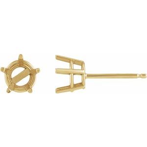 14K Yellow Gold 4.5 mm Round Stud Earring Mounting