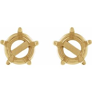 14K Yellow Gold 3.5 mm Round Stud Earring Mounting – image 2