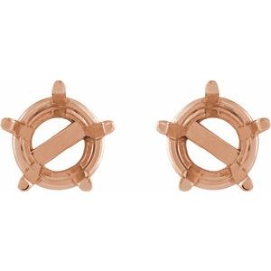 14K Rose Gold 6.5 mm Round Stud Earring Mounting – image 2