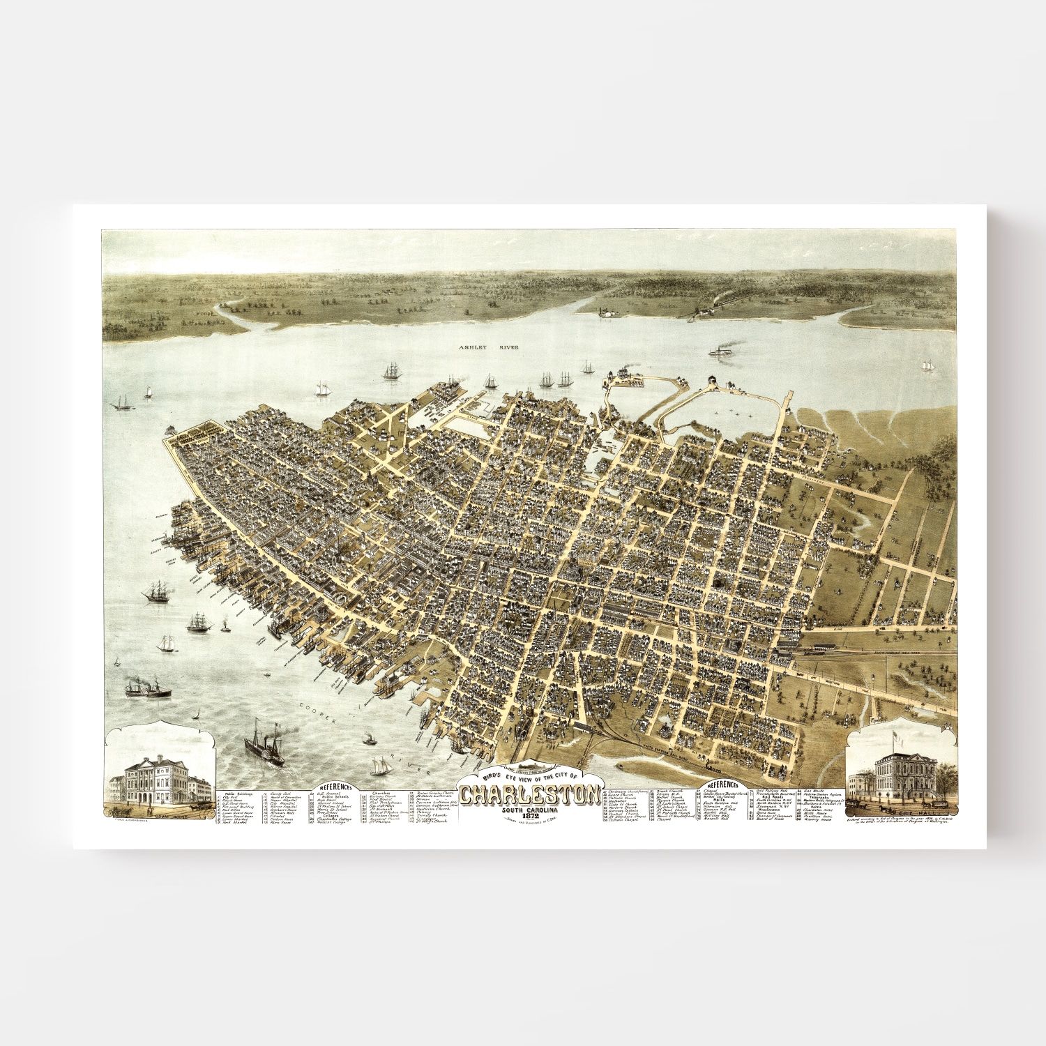 Vintage Map of Charleston, South Carolina 1872