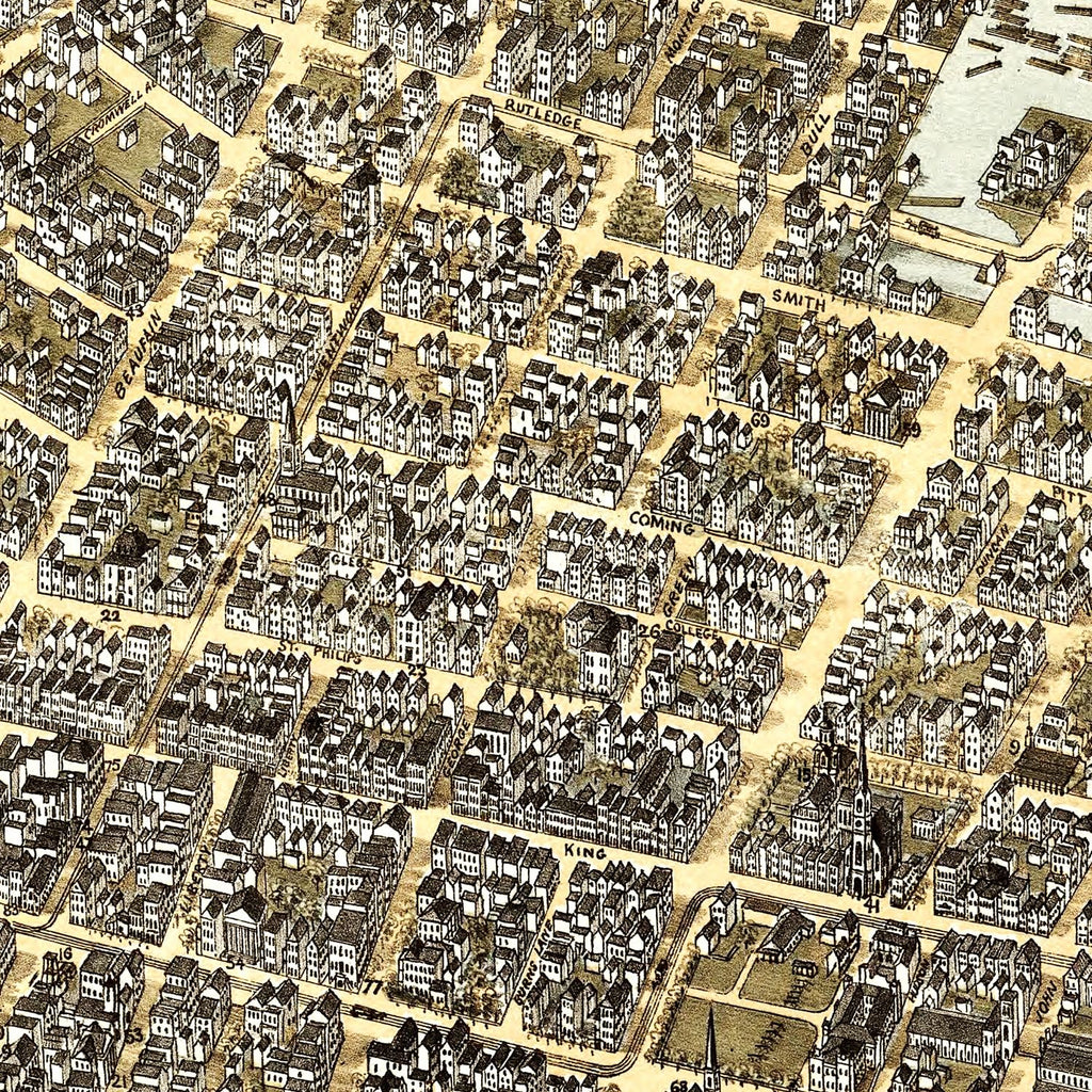 Vintage Map of Charleston, South Carolina 1872
