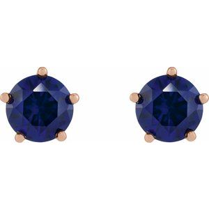 14K Rose Gold Lab-Grown Blue Sapphire Stud Earrings
