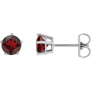 Platinum Natural Mozambique Garnet Stud Earrings