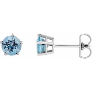 Platinum Natural Aquamarine Stud Earrings