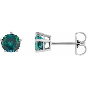 Sterling Silver Lab-Grown Alexandrite Stud Earrings